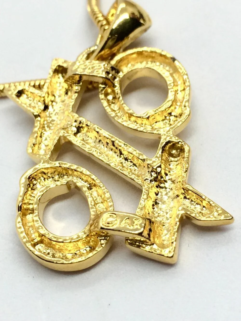 VINTAGE ANNE KLEIN Necklace Gold Tone XO Pendant Long Snake Chain